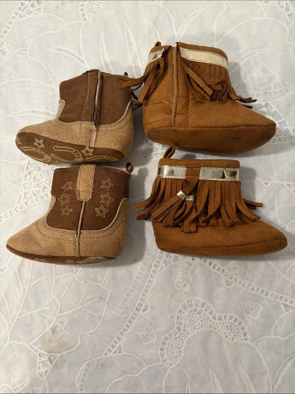 Kids Brown Suede Fringe Boots - Brown